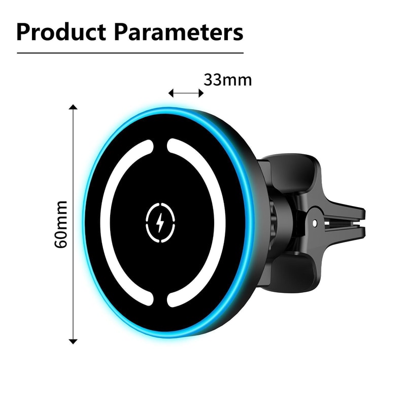 Magnetic Wireless Car Charger & Phone Holder
