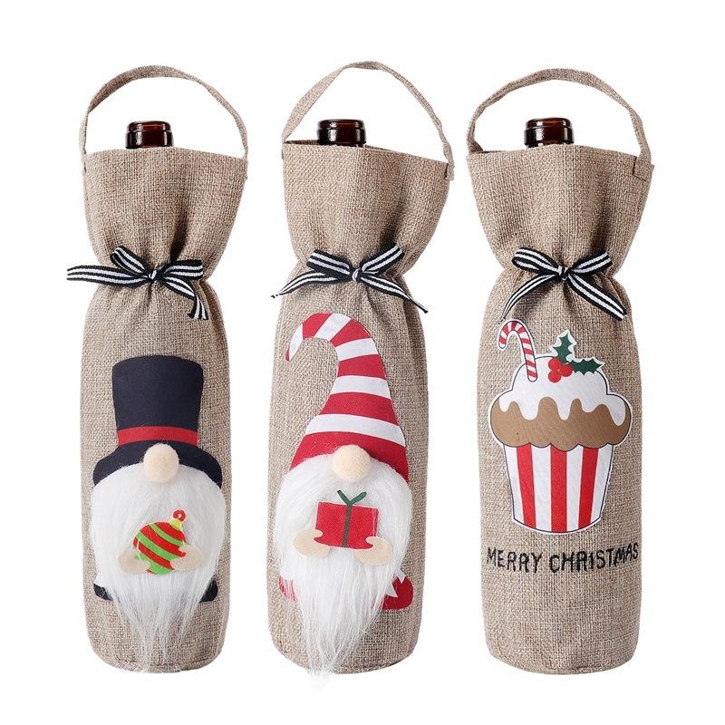 Christmas Wine Bag Tote Elegant Red Champagne Bottle Cover 0