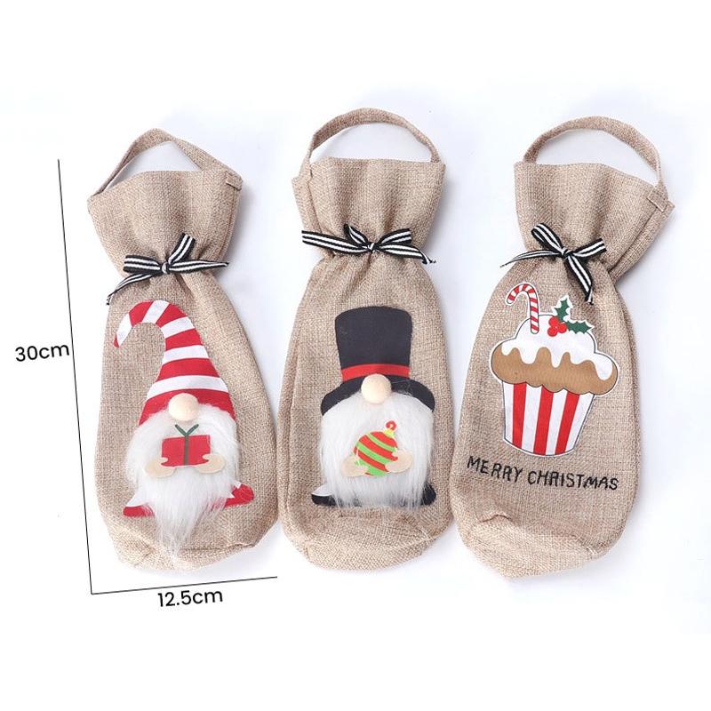 Christmas Wine Bag Tote Elegant Red Champagne Bottle Cover 4