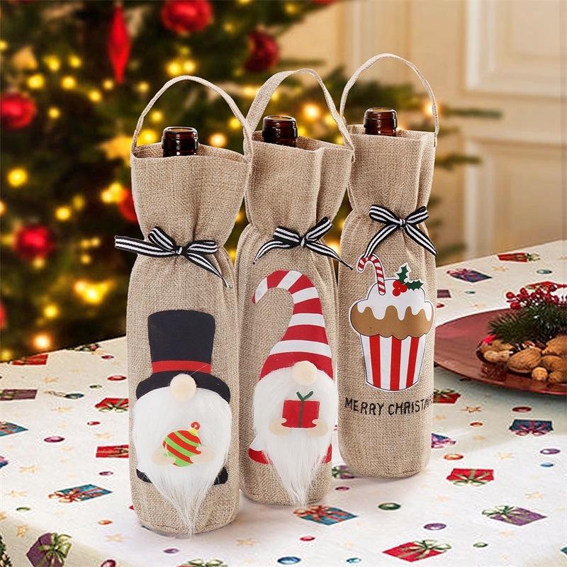 Christmas Wine Bag Tote Elegant Red Champagne Bottle Cover 3