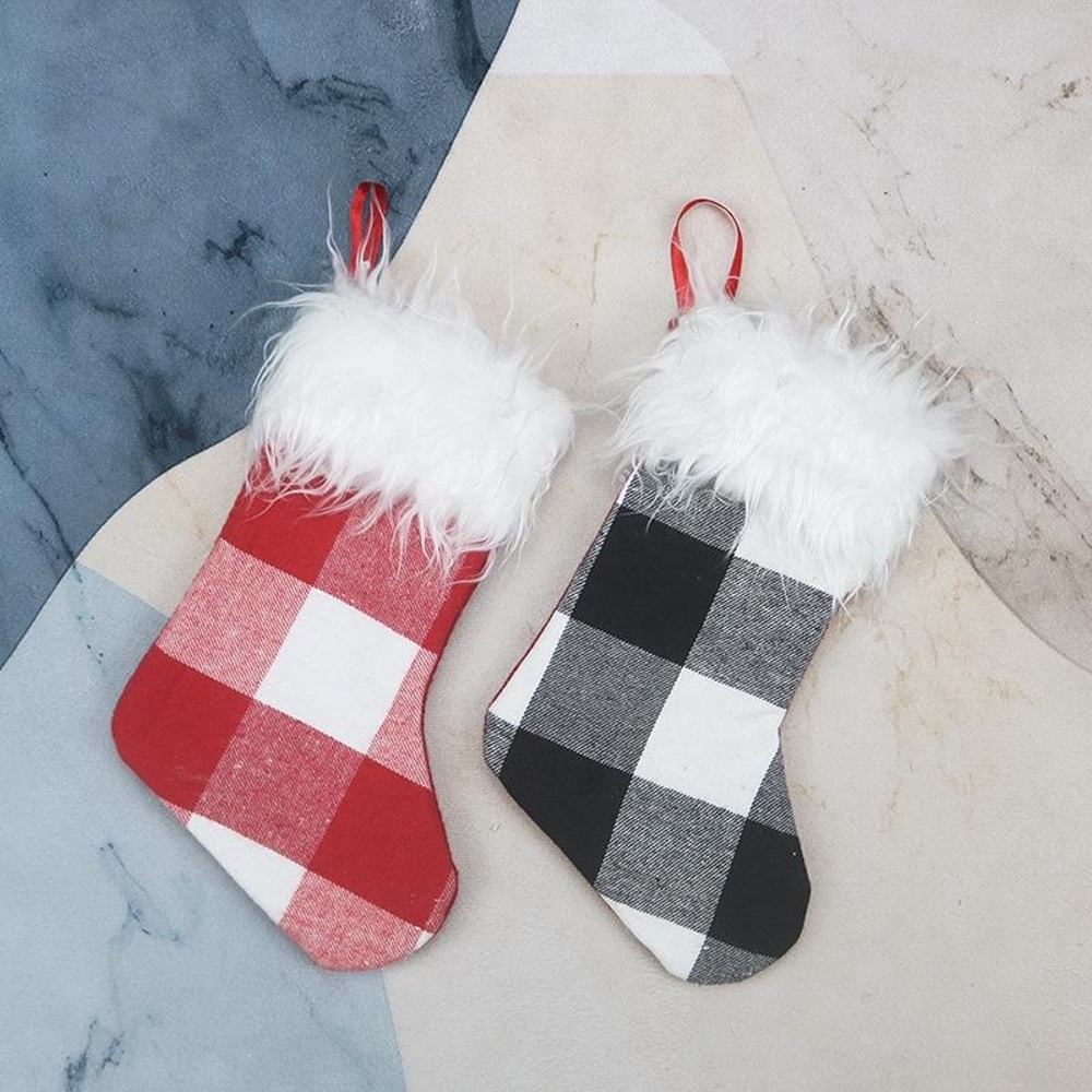 Plush Christmas Socks Gift Bag Ornament For Tree Decoration 2