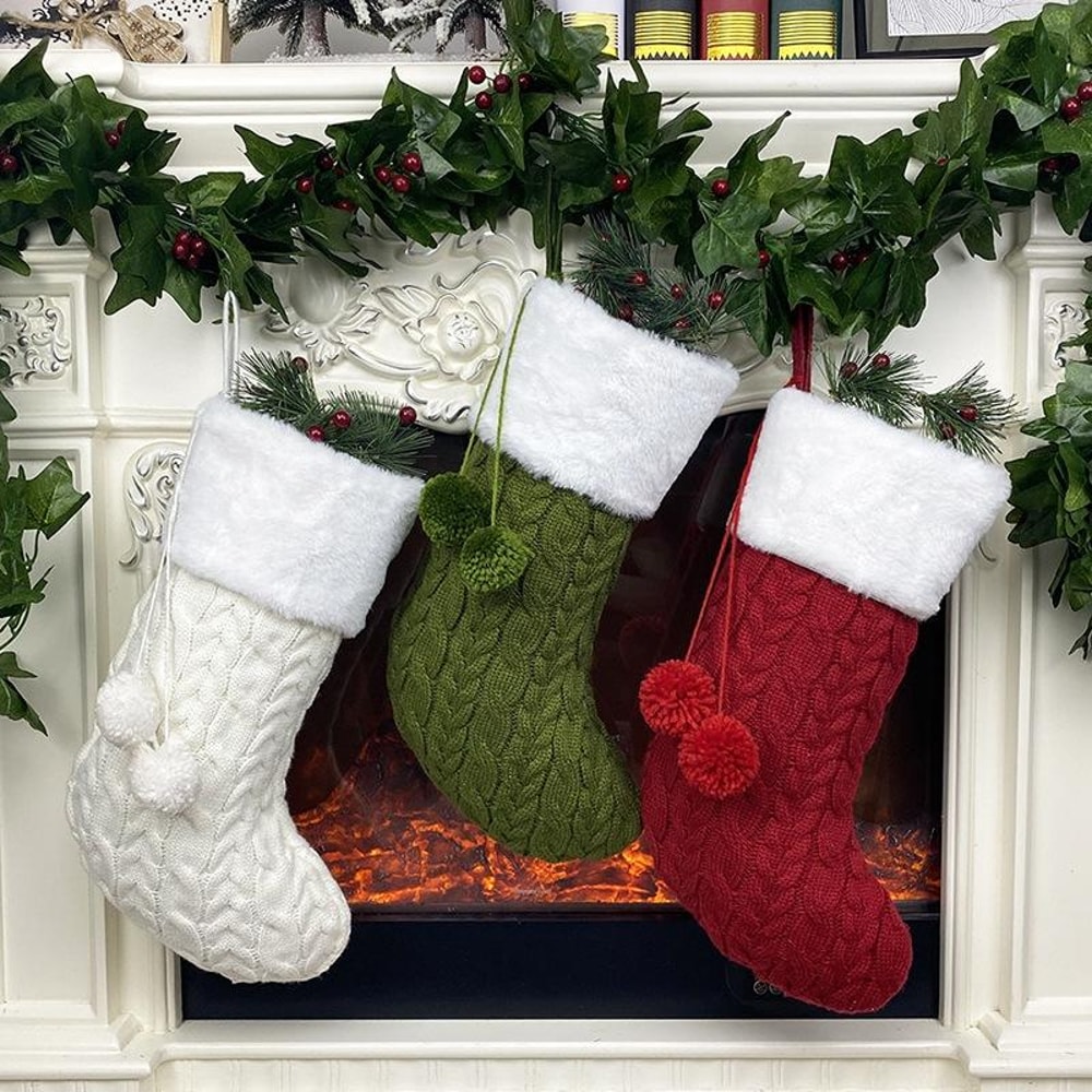Christmas Knitted Sock Gift Bag Ornament For Holiday Decor Gifts 1