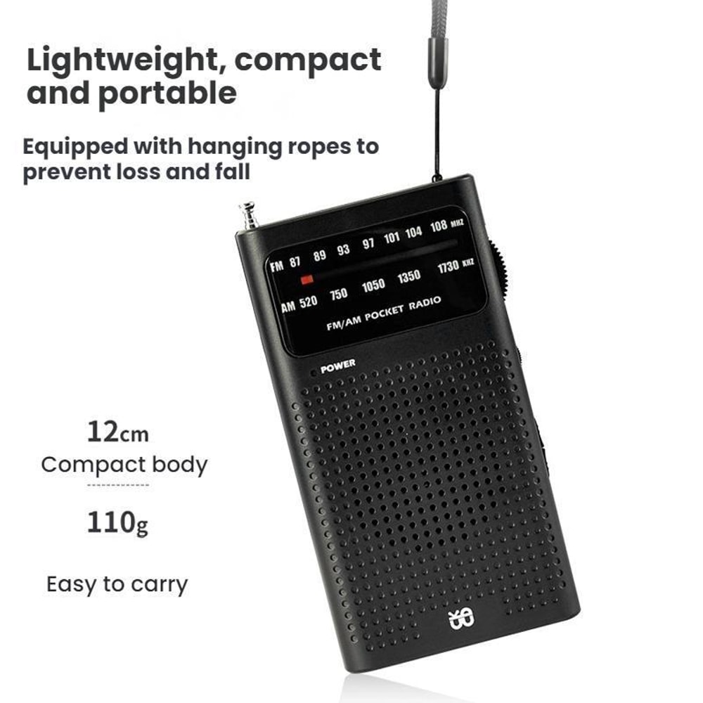 Portable Full Band FMAM Pocket Radio Player Compact TravelReady 2