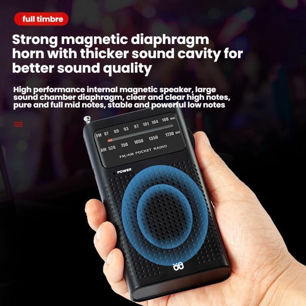 Portable Full Band FMAM Pocket Radio Player Compact TravelReady 7