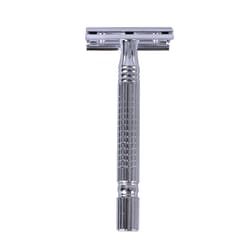 classic double edge safety razor with stand for smooth manual shaving