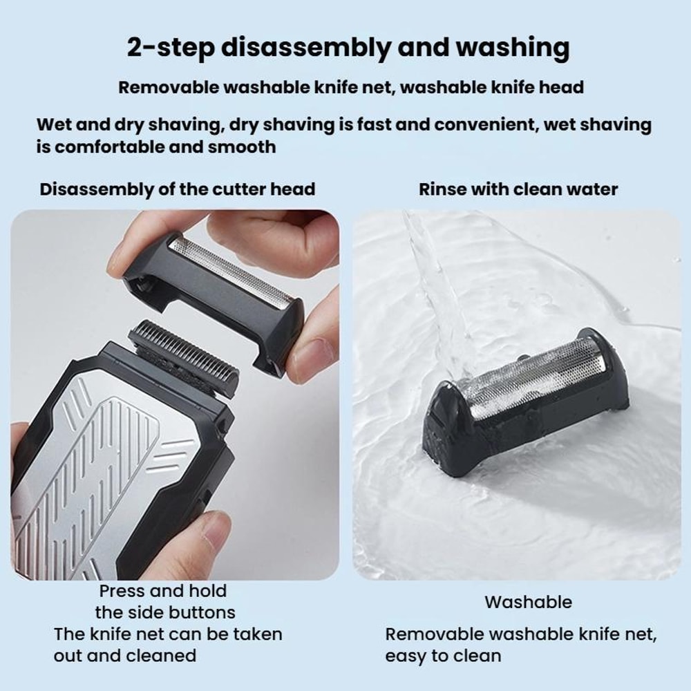 Mens Electric Shaver With Type C Rechargeable Razor And Pop Up Trimmer 8