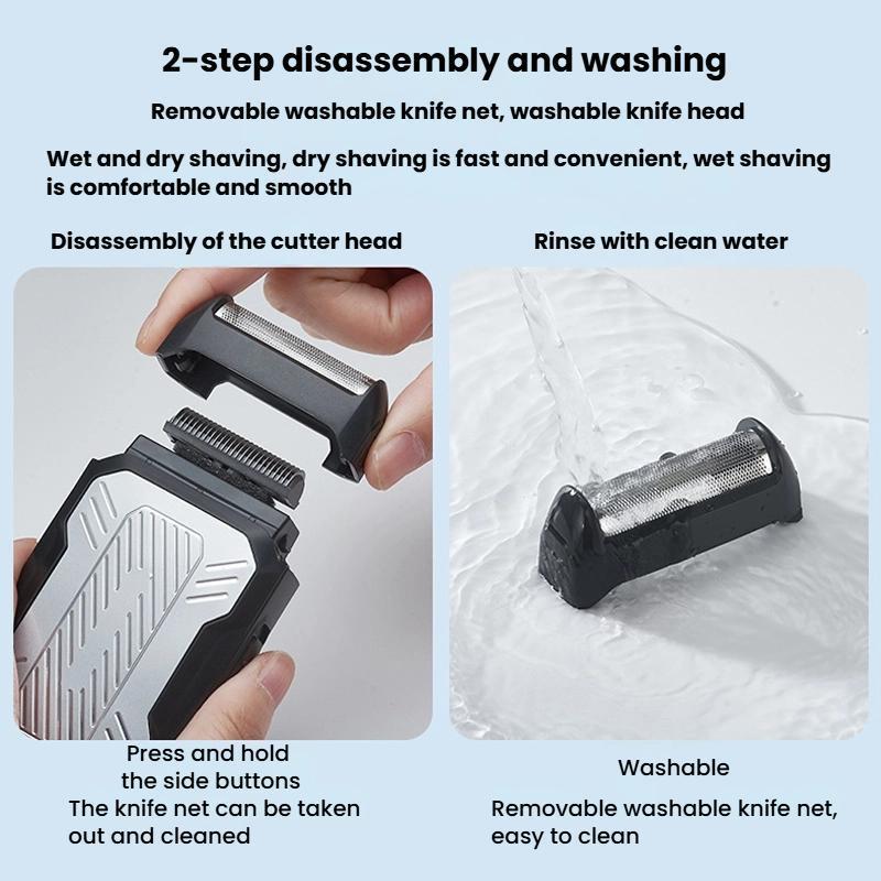 Mens Electric Shaver With Type C Rechargeable Razor And Pop Up Trimmer 8