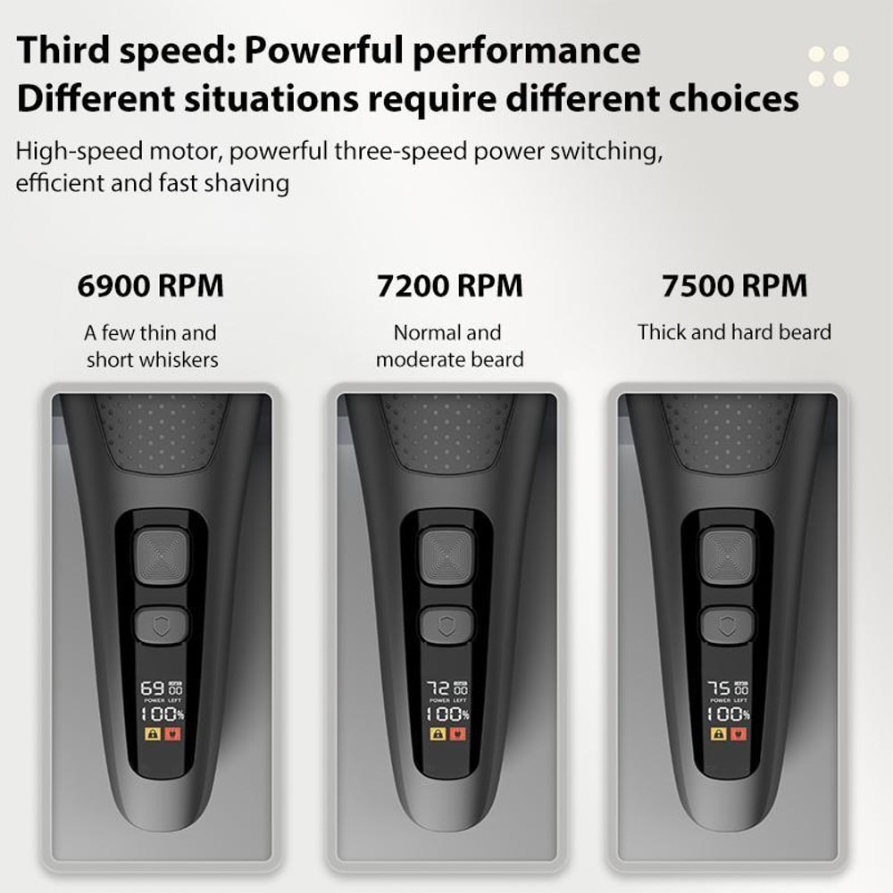 Washable LED Display Electric Shaver for Men