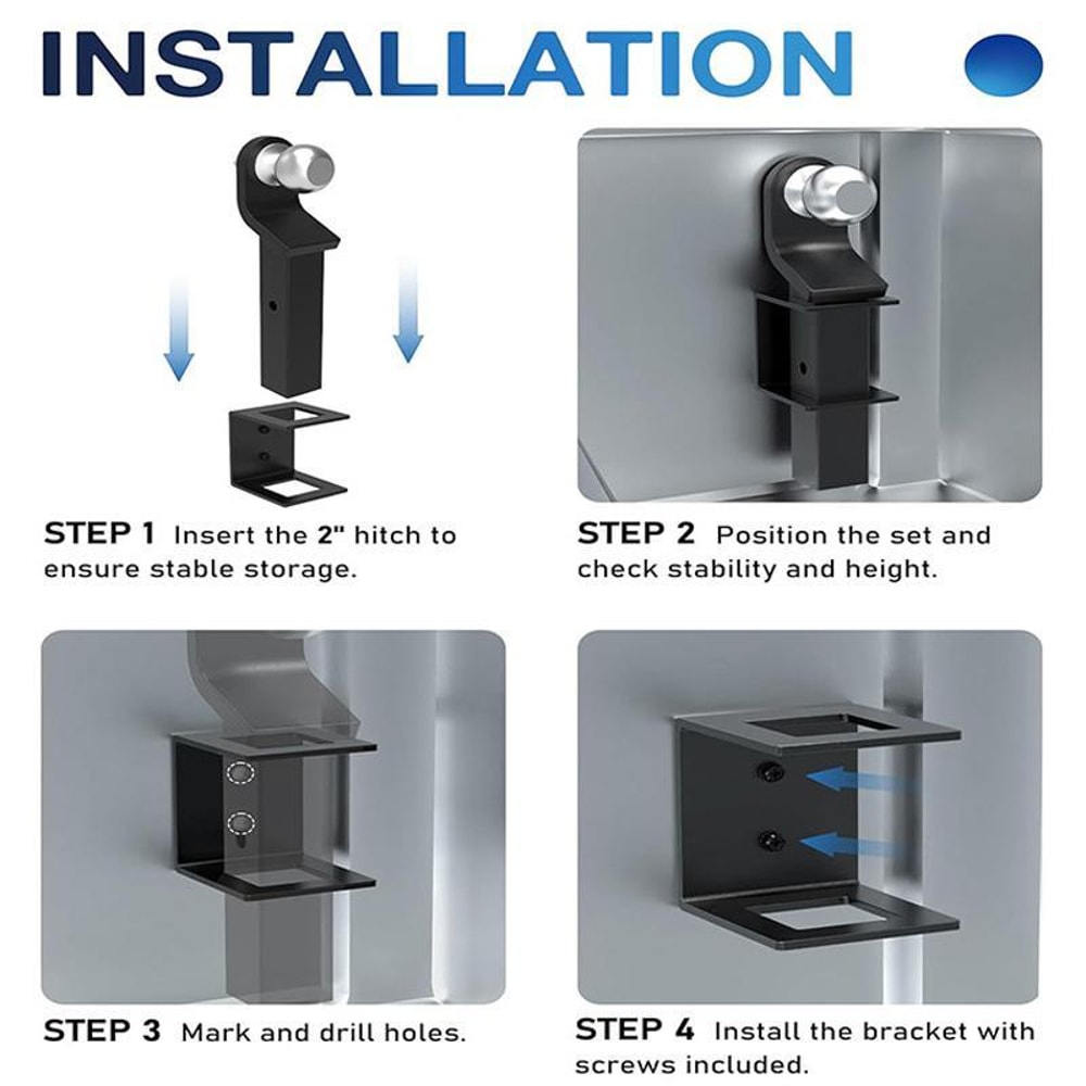 Trailer Hitch Storage Bracket for Truck Bed and Garage Hitch Receiver Storage