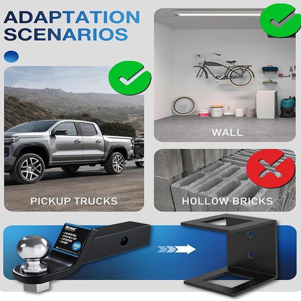 Trailer Hitch Storage Bracket for Truck Bed and Garage Hitch Receiver Storage