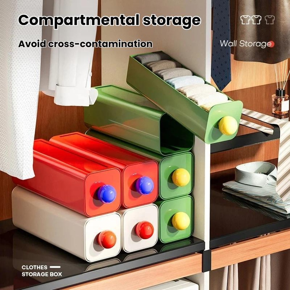 No Drill Wall Mounted Underwear and Socks Organizer Stackable Storage Box