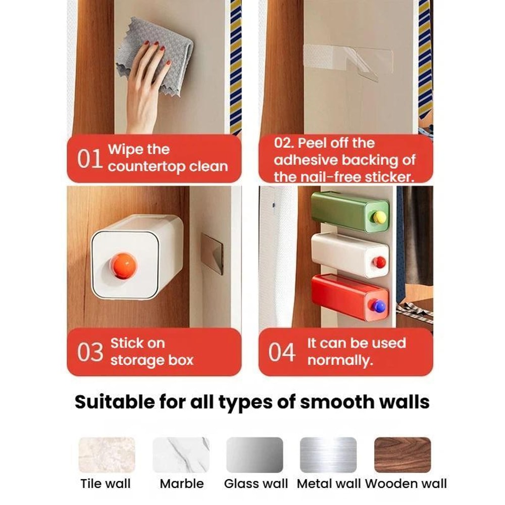 No Drill Wall Mounted Underwear and Socks Organizer Stackable Storage Box