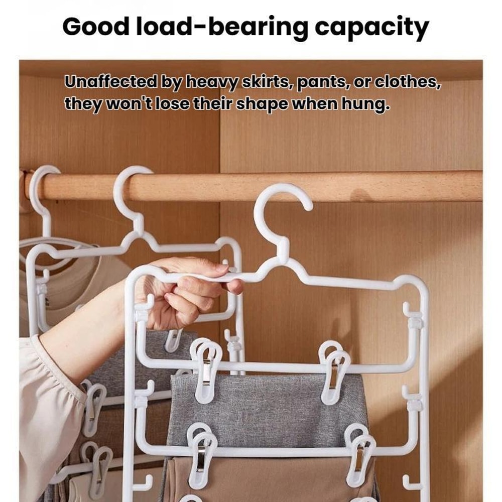 3 Layer Pants Hanger With Clips for Skirts Towels and Closet Storage