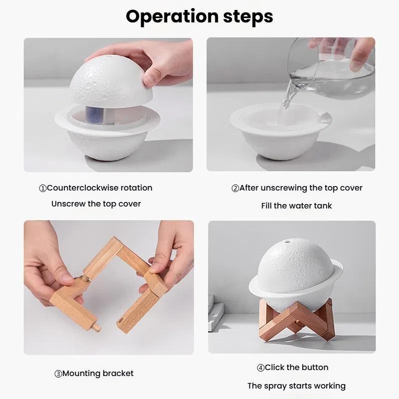 Moon Planet USB Humidifier With Ambient Light Aromatherapy Diffuser 2