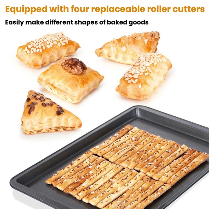Decorative Roller Cutter And Pastry Cutter Set For Baking Cakes And Pie Crusts 4