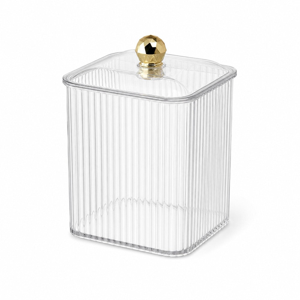 Clear Cotton Swab Holder With Lid And Cotton Pad Organizer 6