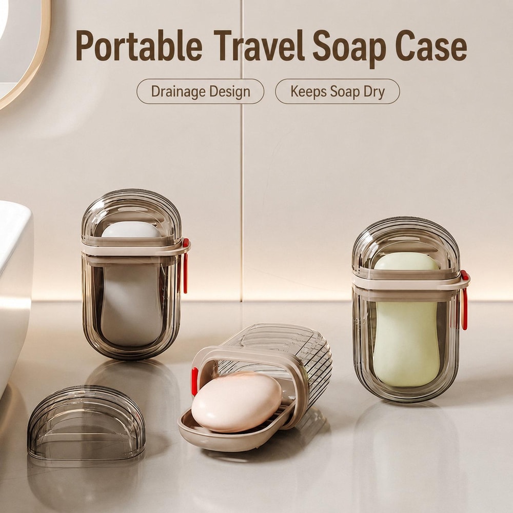 Leakproof Soap Box With Double Drain Travel Soap Case 2
