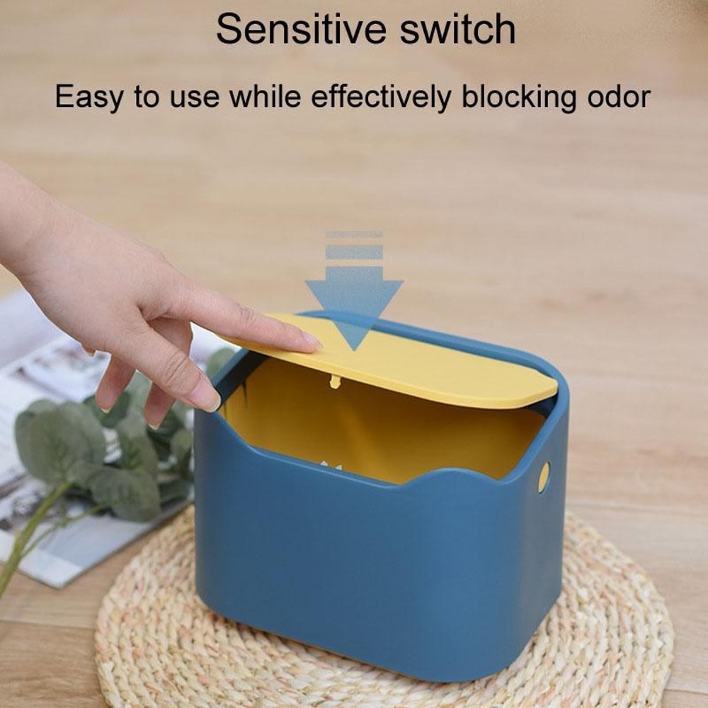 Compact Push Lid Desktop Wastebasket Odor Isolating Mini Trash Can For Pet Litter 1