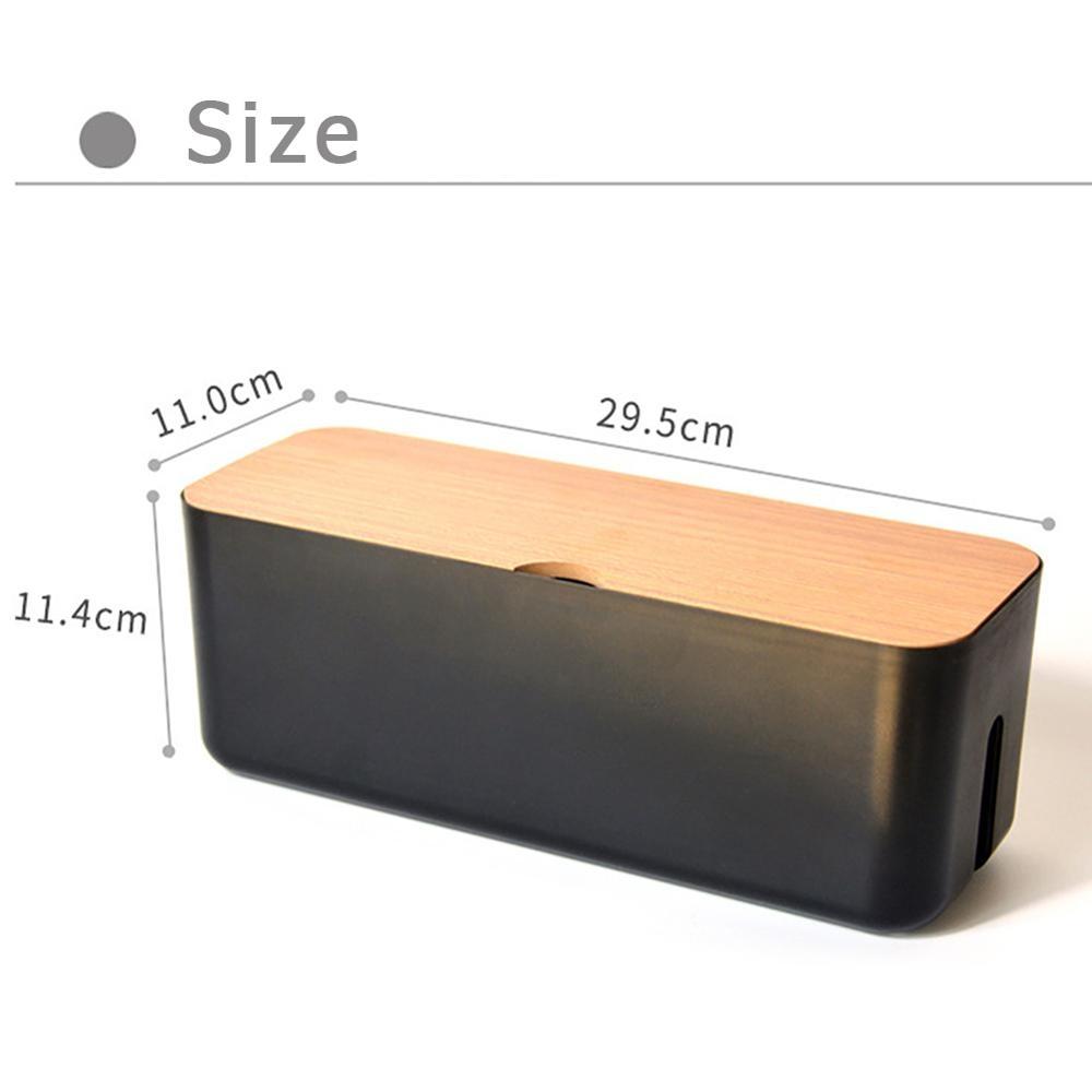 Anti Dust Cable Management Box With Wooden Lid Power Strip Organizer 5