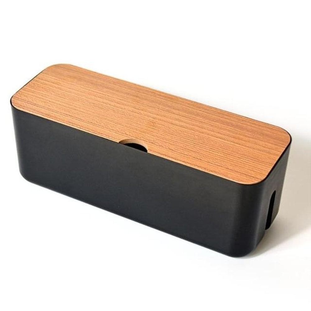 Anti Dust Cable Management Box With Wooden Lid Power Strip Organizer 7