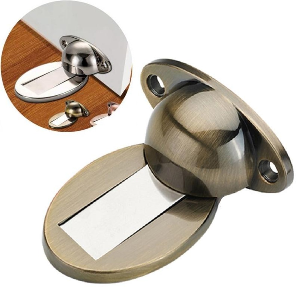 Invisible Stainless Steel Magnetic Door Stopper Bronze Floor Mount Holder