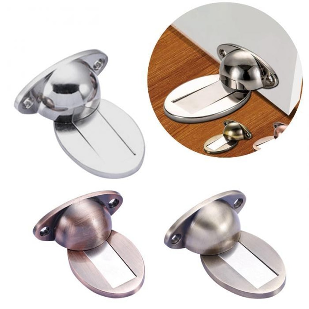 Invisible Stainless Steel Magnetic Door Stopper Bronze Floor Mount Holder