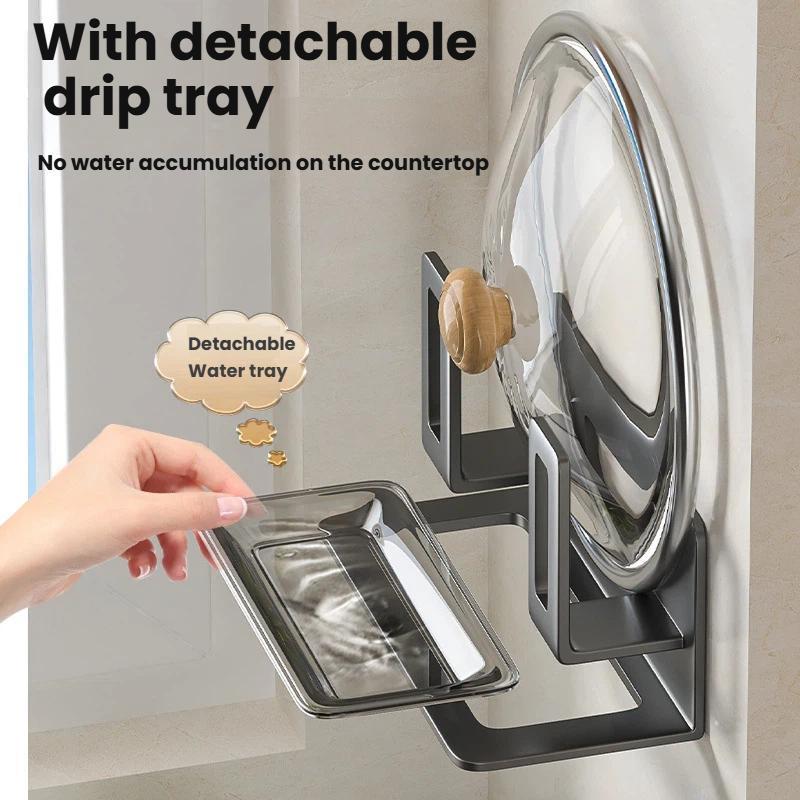 Pot Lid Organizer and Cutting Board Holder No Drill Wall Rack