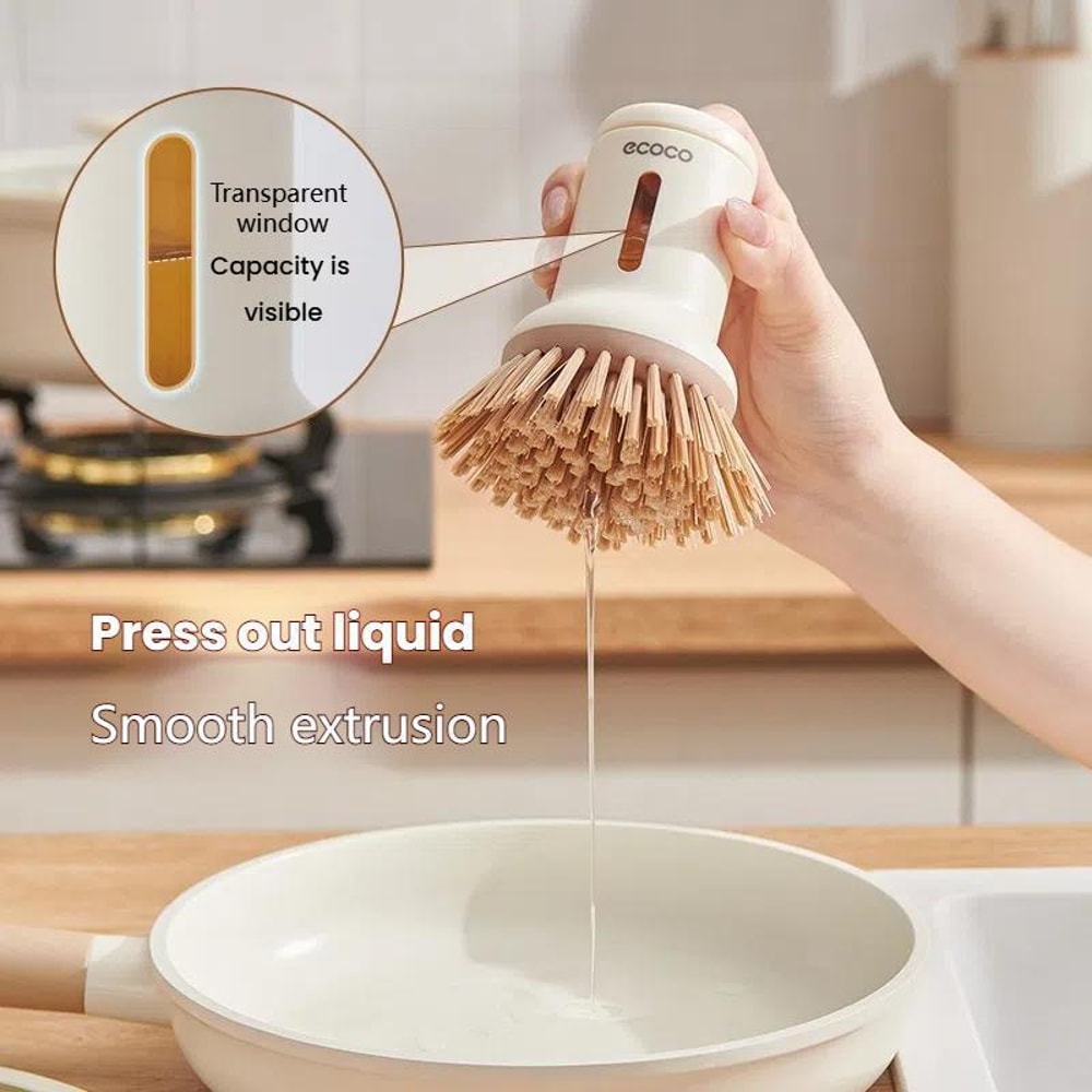 2Pcs Soap Dispensing Dish Brush Set With Rotatable Pot Scrubber 8