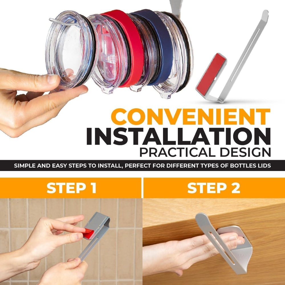 Self Adhesive Under Cabinet Tumbler Lid Organizer For Cup Lid Storage 3