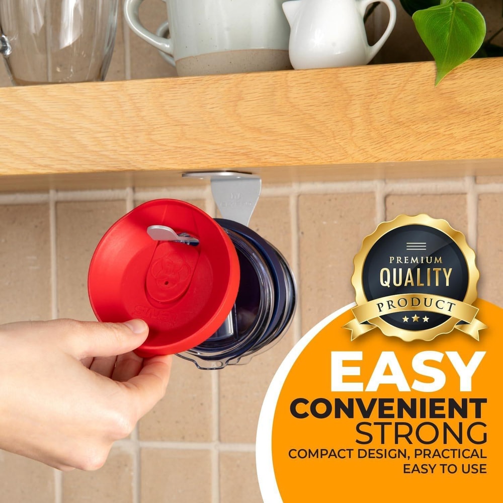 Self Adhesive Under Cabinet Tumbler Lid Organizer For Cup Lid Storage 4