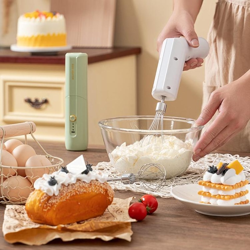 Wireless DoubleHead Electric Egg Beater Foldable Handheld Baking Mixer 2