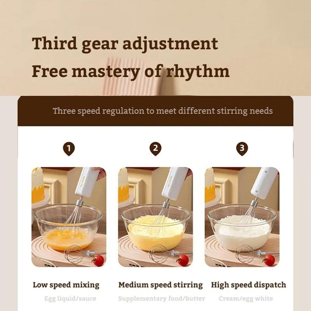 Wireless DoubleHead Electric Egg Beater Foldable Handheld Baking Mixer 5
