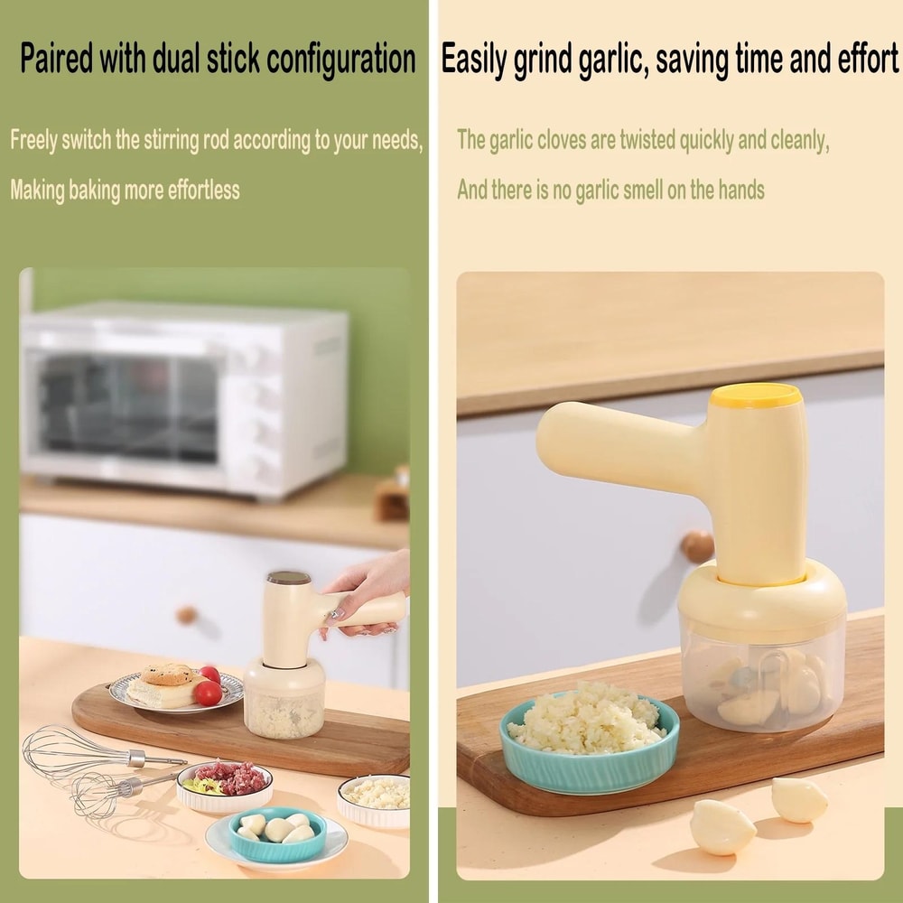 Cordless 2 In 1 Electric Garlic Chopper And Egg Beater Mixer 4
