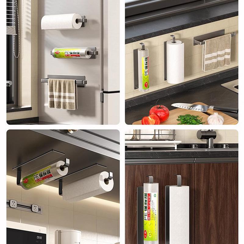 Magnetic Paper Towel Holder With Plastic Wrap Dispenser And Foil Organizer 4