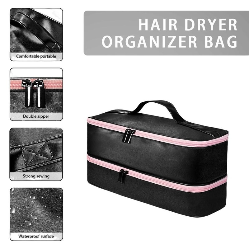 Double Layer Hair Tool Travel Bag For Dryer Curling Iron And Straightener 2