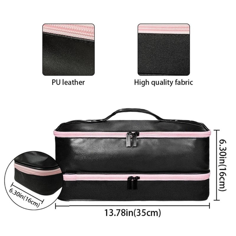 Double Layer Hair Tool Travel Bag For Dryer Curling Iron And Straightener 4