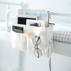 bedside hanging storage bag for dorm beds, phones and small essentials