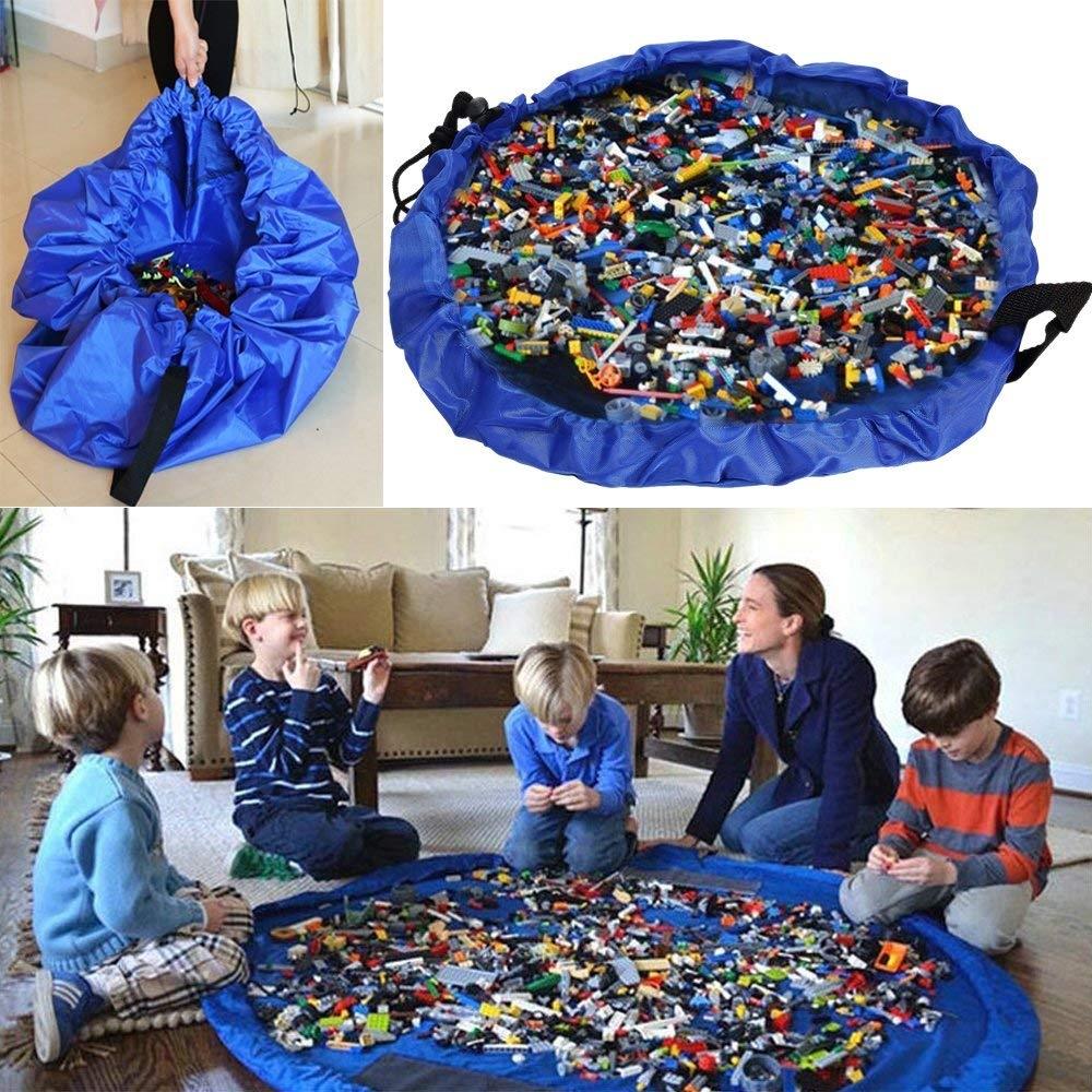Portable Kids Toy Storage Bag 100cm Green Drawstring Play Mat Organizer 2