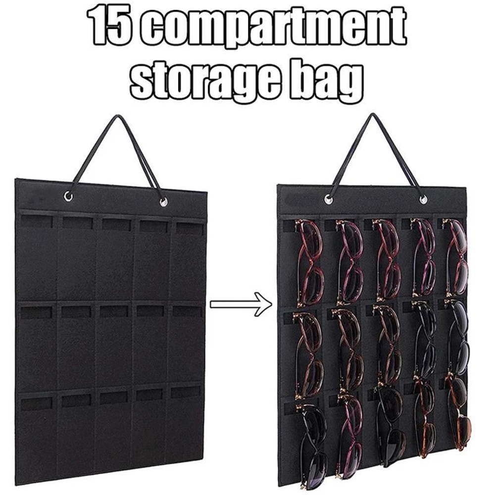 Felt Hanging Sunglasses Organizer 15 Slot Behind Door Eyeglasses Storage Bag 4