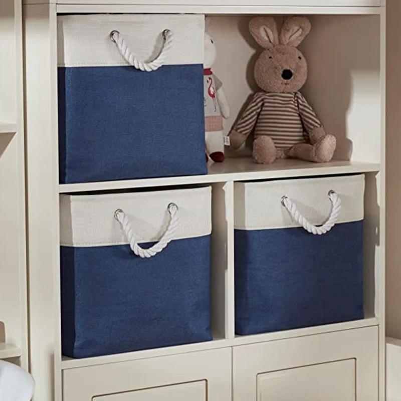 Linen Storage Basket Collapsible Fabric Cube Organizer