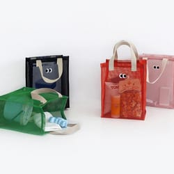 cute eyes mesh beach bag portable swim and toiletry storage tote