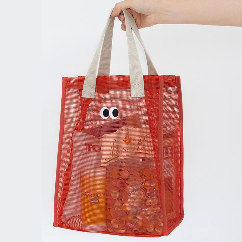 Cute Eyes Mesh Beach Bag Portable Swim And Toiletry Storage Tote 5