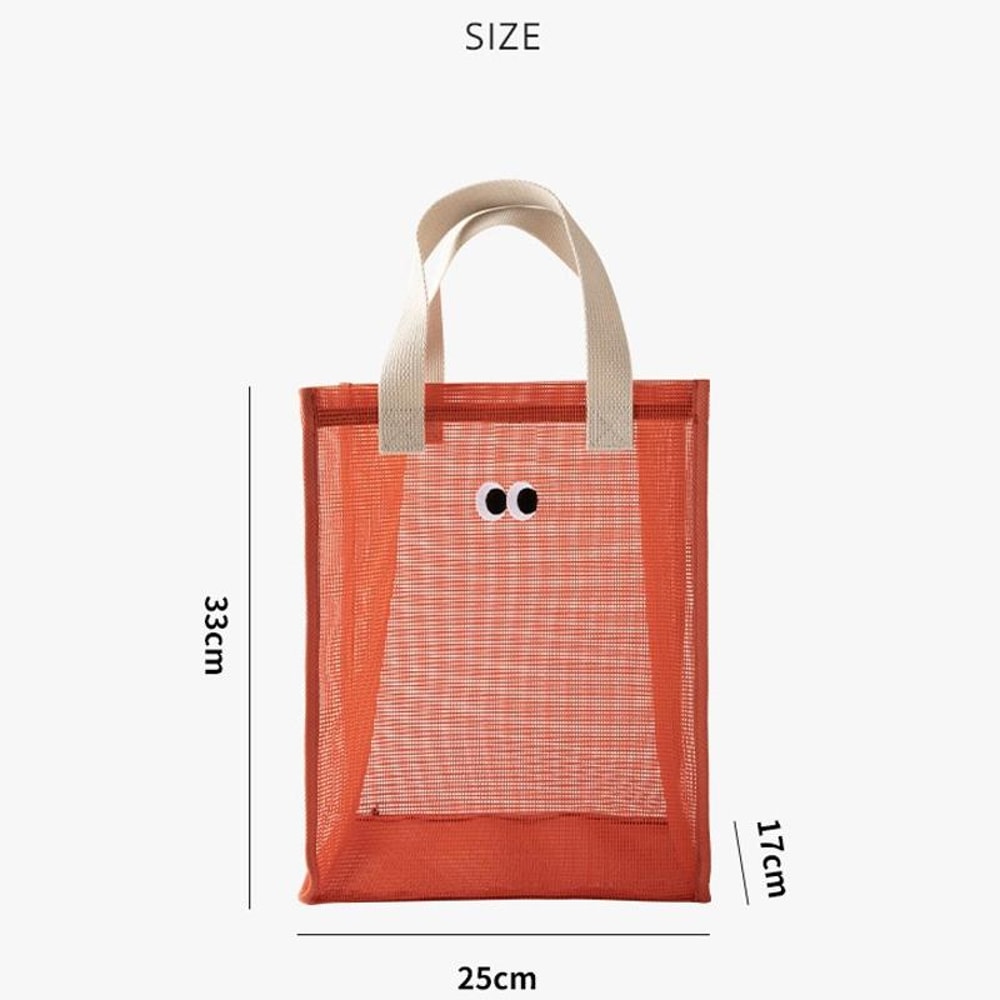 Cute Eyes Mesh Beach Bag Portable Swim And Toiletry Storage Tote 6