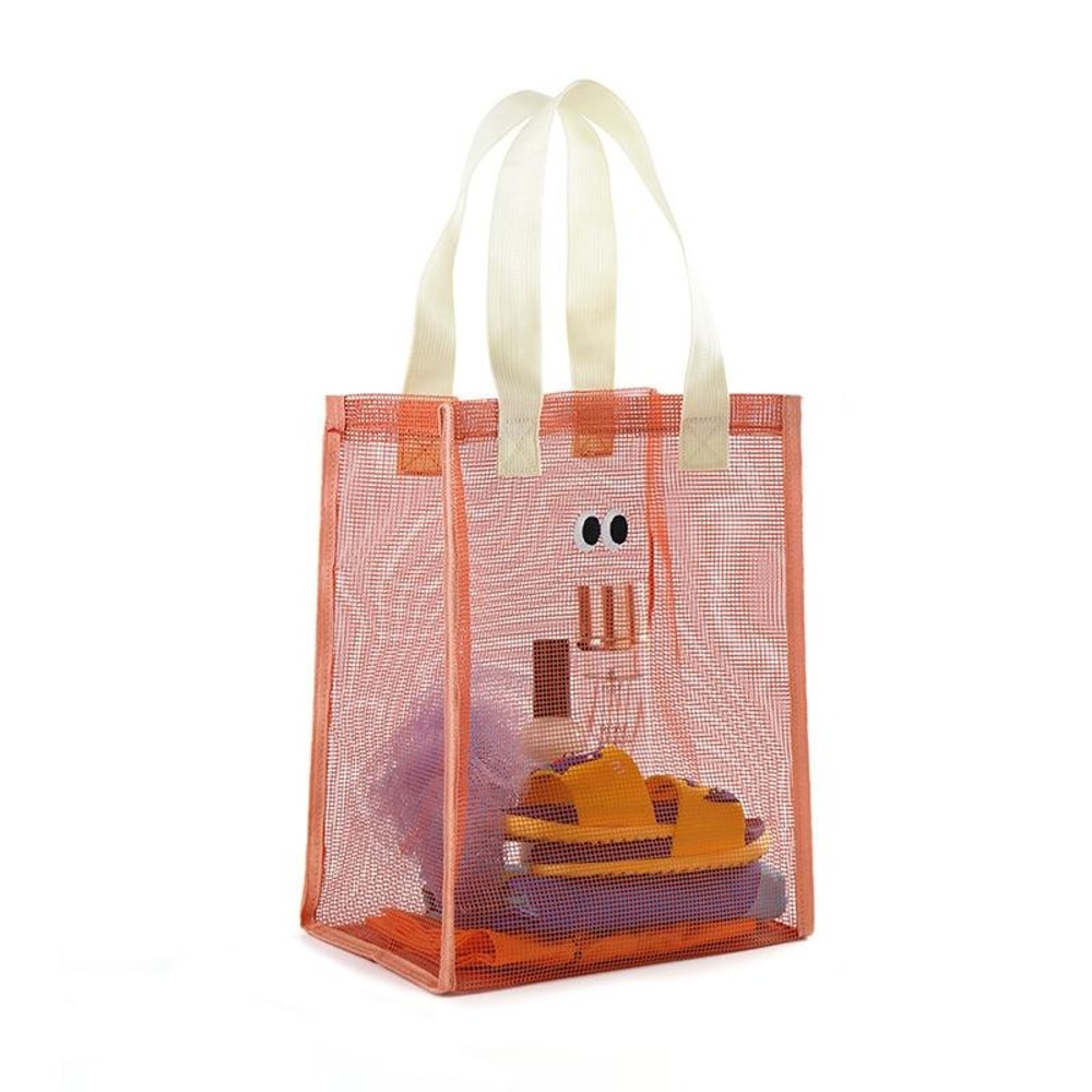 Cute Eyes Mesh Beach Bag Portable Swim And Toiletry Storage Tote 9
