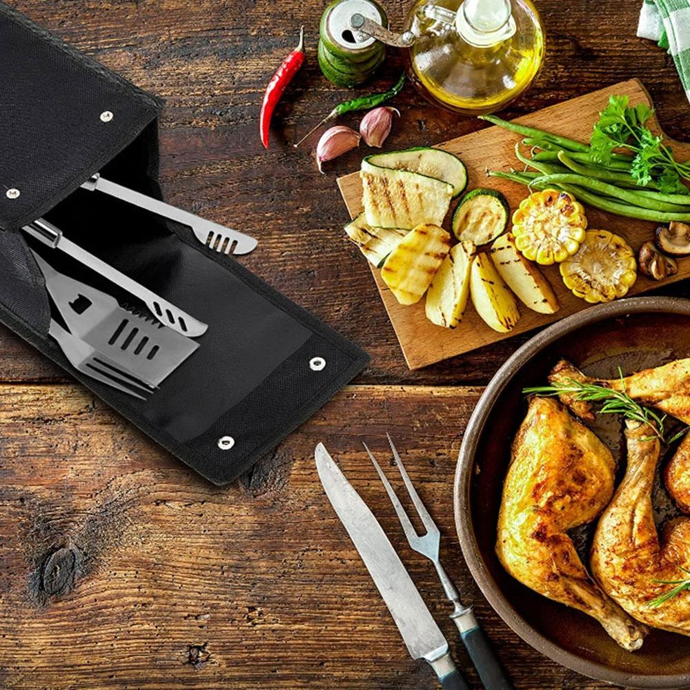 Portable BBQ Tool Storage Bag Oxford Cloth Foldable Barbecue Utensil Organizer
