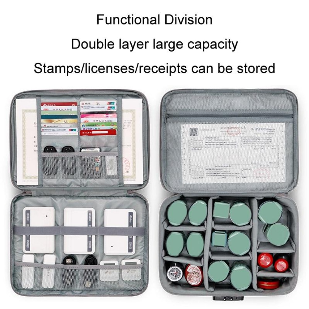 Lockable Stamp And Business License Organizer With Portable Document Storage 2