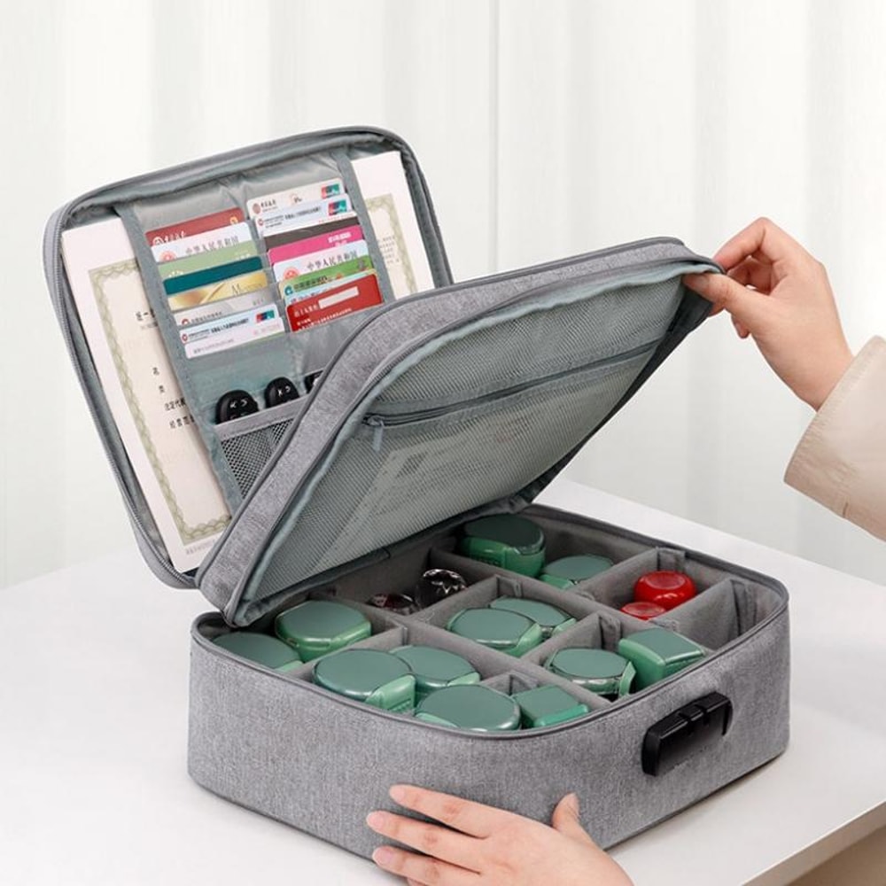 Lockable Stamp And Business License Organizer With Portable Document Storage 4