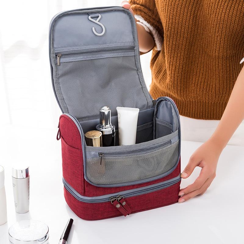 Large Capacity Waterproof Travel Makeup Bag with Hook and Wet Dry Separation
