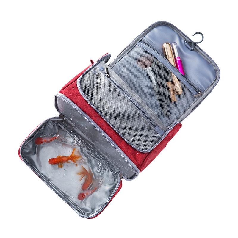 Large Capacity Waterproof Travel Makeup Bag with Hook and Wet Dry Separation