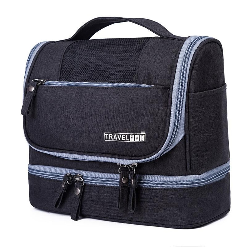 Large Capacity Waterproof Travel Makeup Bag with Hook and Wet Dry Separation